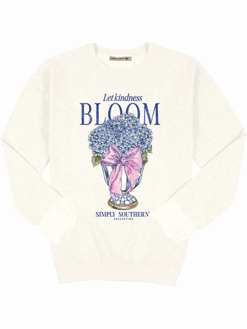 Simply Southern -Youth Pullover- White Let Kindness Bloom Sweatshirt NWT YM YL